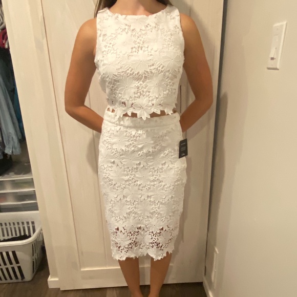 Lulus Look at Me Wow White Lace 2 Piece - Picture 1 of 4